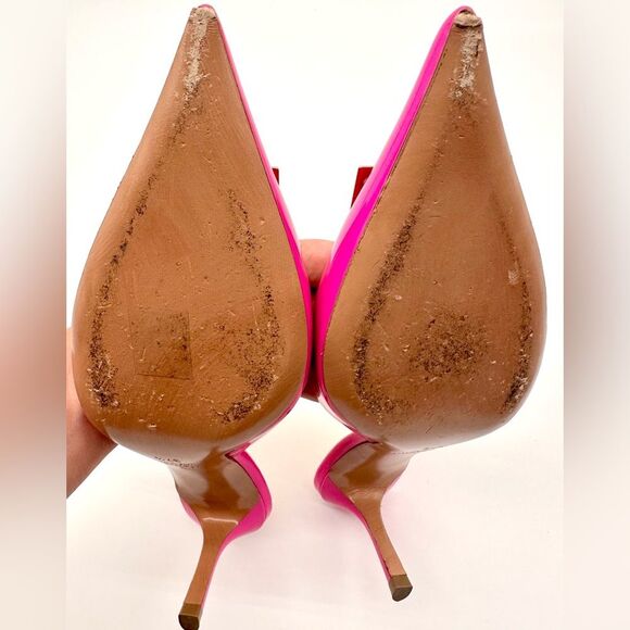 Valentino Garavani One Stud Pink Patent Leather Mules Heels EU 37.5 US 7.5 - Picture 13 of 13